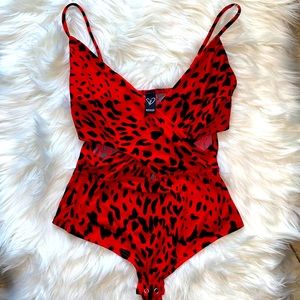 (NEW) Windsor Cheetah Red and Black Bodysuit